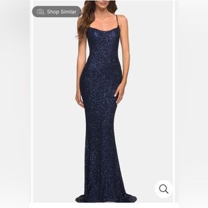 Beautiful “La Femme” Navy Blue Sequin Dress